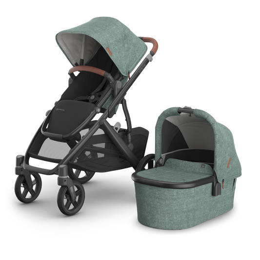 UPPAbaby Vista V3 Pram With Bassinet + FREE Upper Adaptors  + FREE Cup Holder + FREE Parent Pack - Gwen (Green Melange)