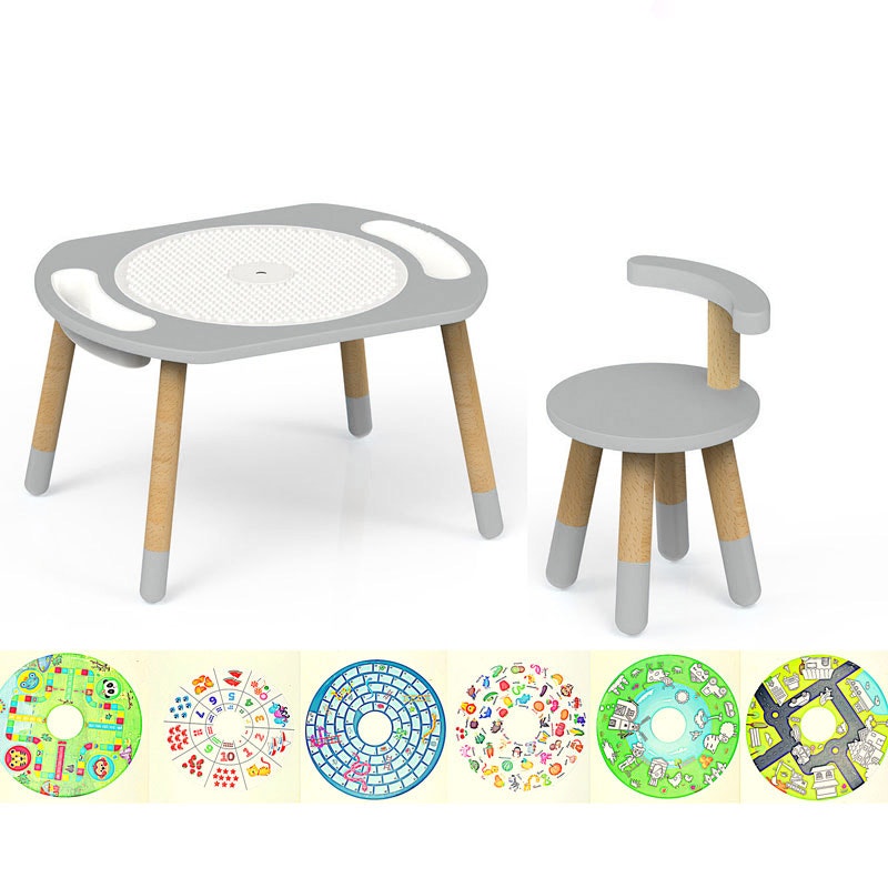 RiaBaby Play&Learn Activity Table Set with Adjustable Legs - Lego duplo compatible