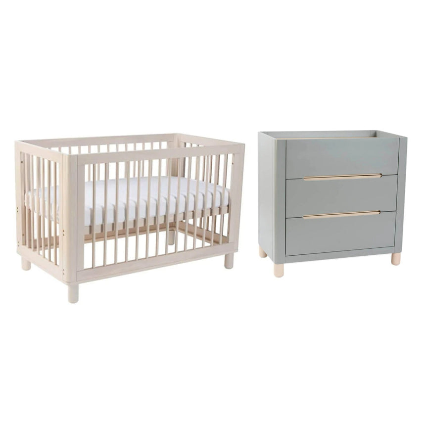 COCOON Bundle Allure Cot & Change Table Including Australian Made Inner Spring Mattress + Toddler Bed Conversion Kit