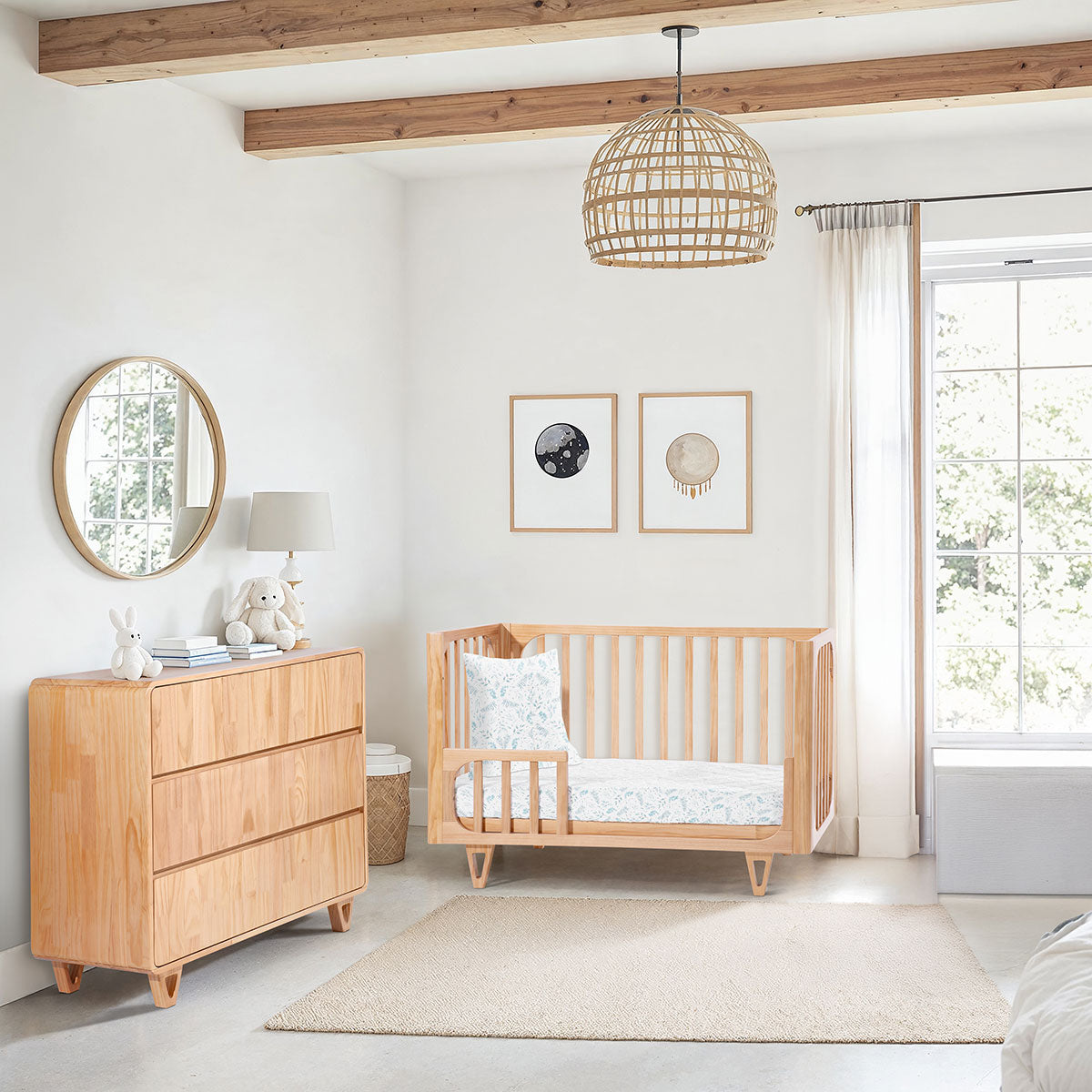 COCOON Vibe Sandstone Cot Including Australian Made Inner Spring Mattress & Toddler Bed Rail