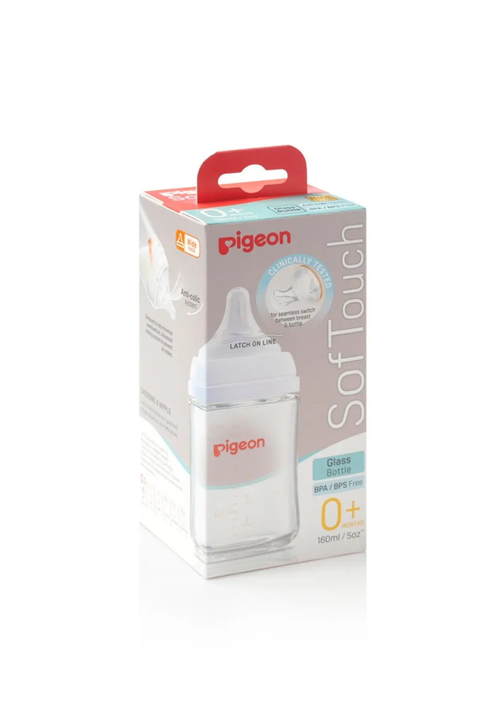 PIGEON SOFTOUCH BPP BOTTLE GLASS 160ML