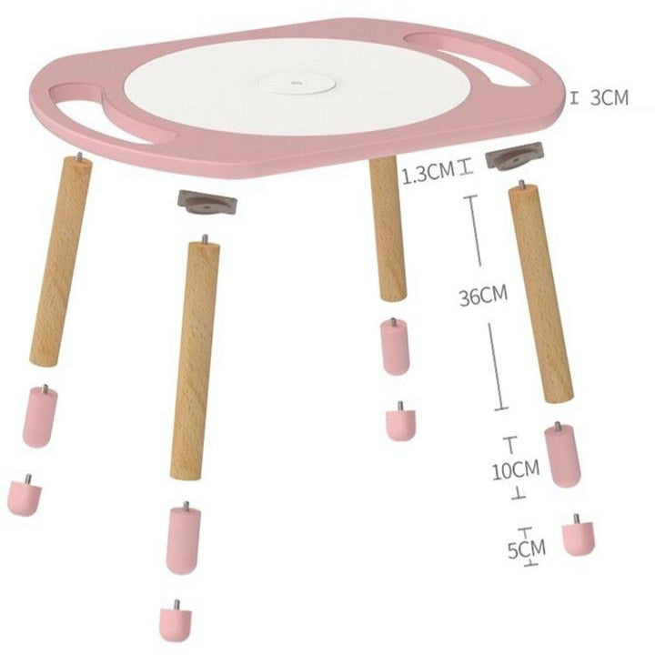 RiaBaby Play&Learn Activity Table Set with Adjustable Legs - Lego duplo compatible