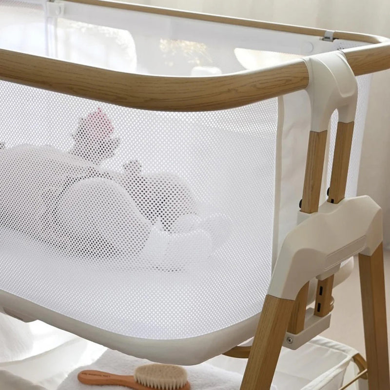 BabyRest Alfie Bedside Bassinet. White/Natural Version 2