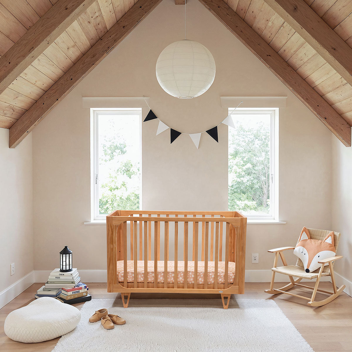 COCOON Vibe Sandstone Cot Including Australian Made Inner Spring Mattress & Toddler Bed Rail