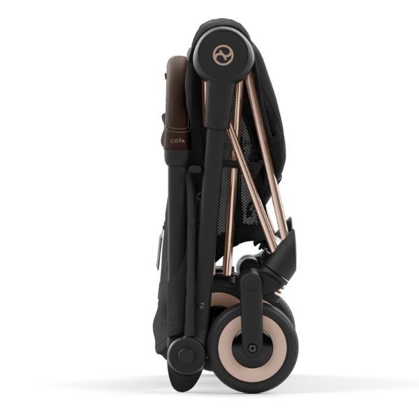 Cybex Coya Travel Stroller Rose Gold & Sepia Black Bundle With Travel Stroller Bag, Bumper Bar & Raincover