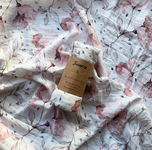 Junior Co Muslin Swaddle Wrap - Bloom