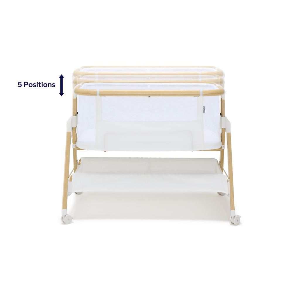 BabyRest Alfie Bedside Bassinet. White/Natural Version 2