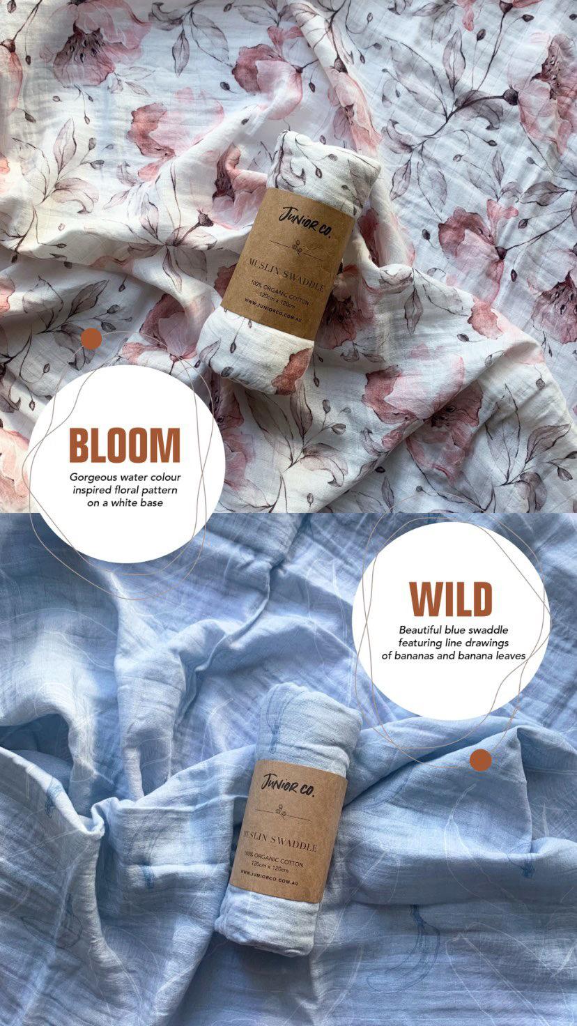 Junior Co Muslin Swaddle Wrap - Haze