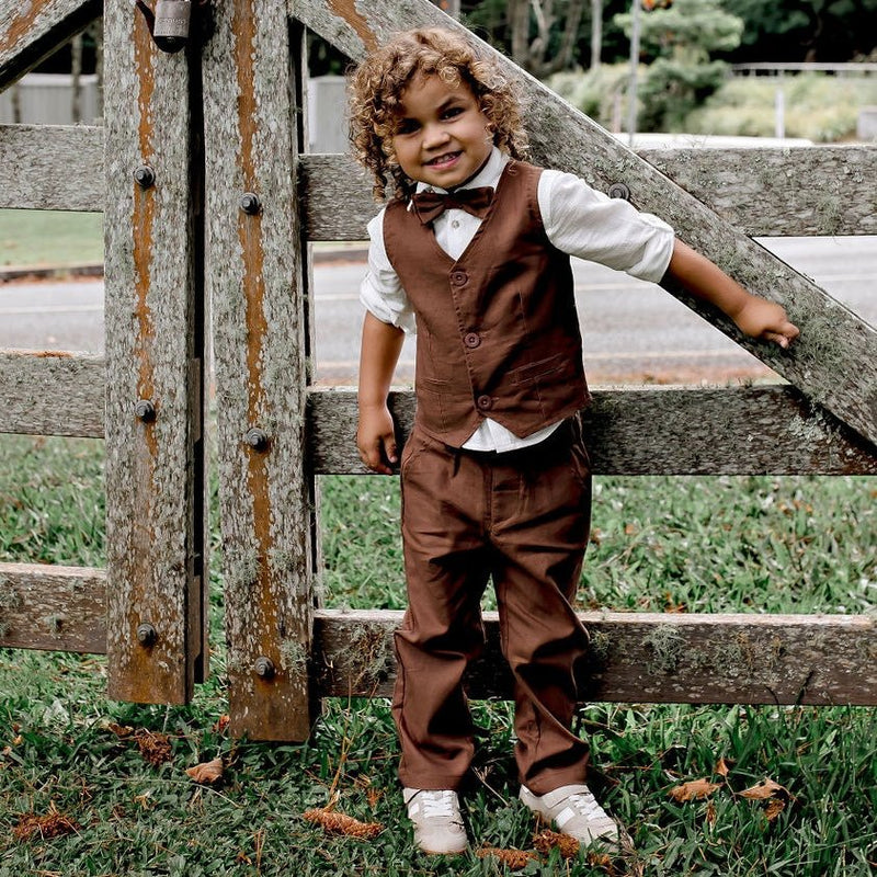 Finley Linen Vest - Chocolate