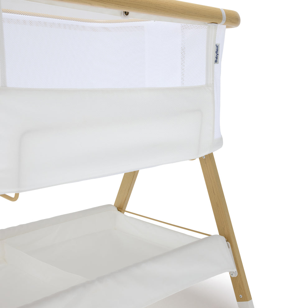 BabyRest Alfie Bedside Bassinet. White/Natural Version 2