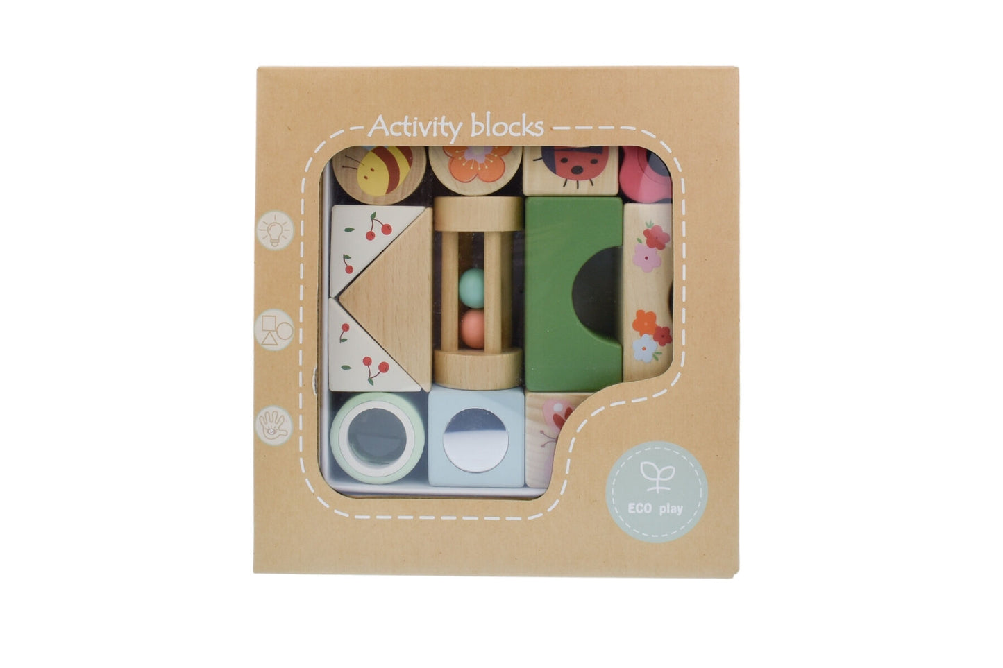 WOODEN SPRING INSECT SENSORY ACTIVITY BLOCKS 14PCS