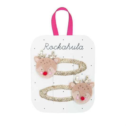 Rockahulakids Little Reindeer Christmas Hair Clips