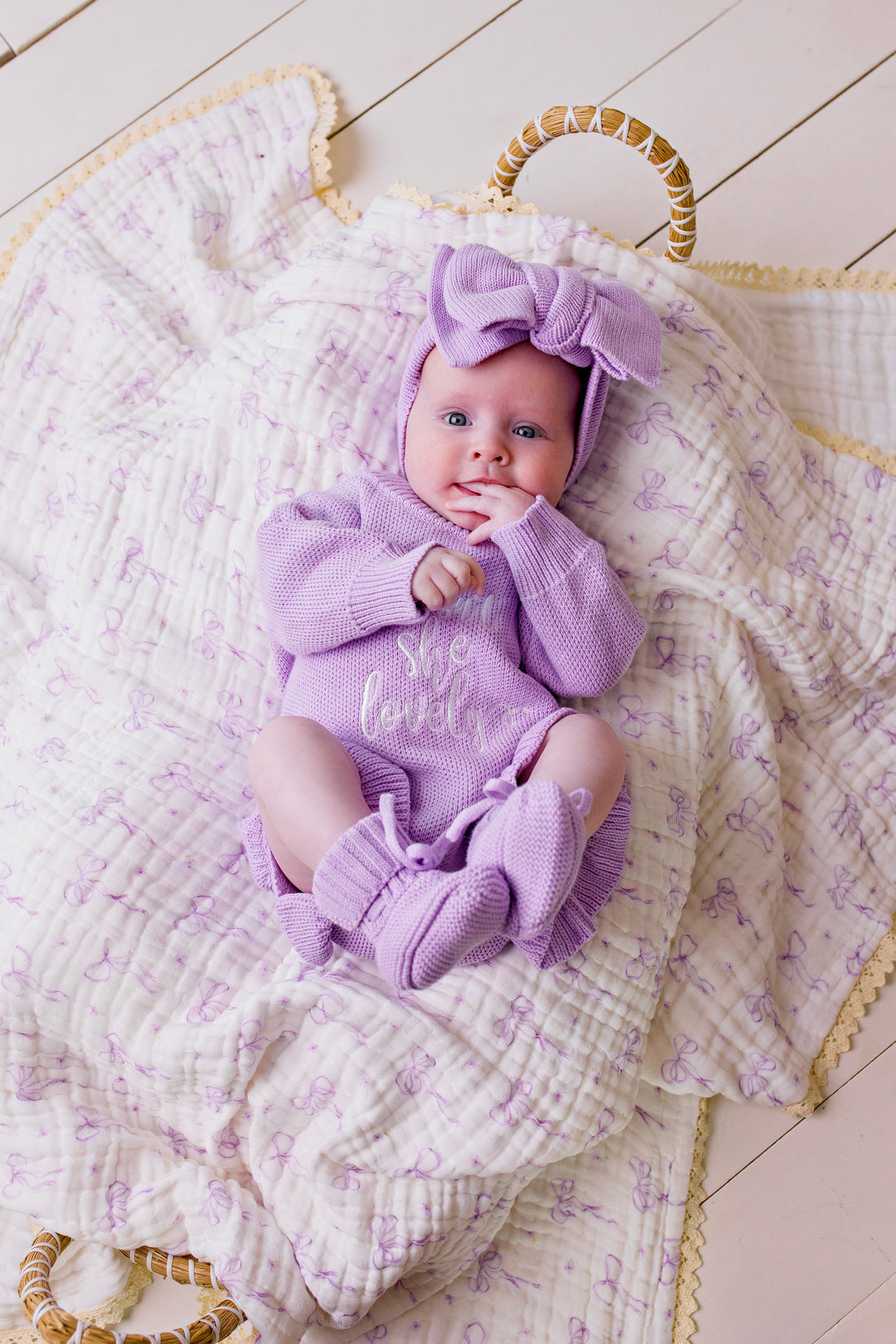 Confetti Kidz "Isn't She Lovely" Knit Romper | Lilac