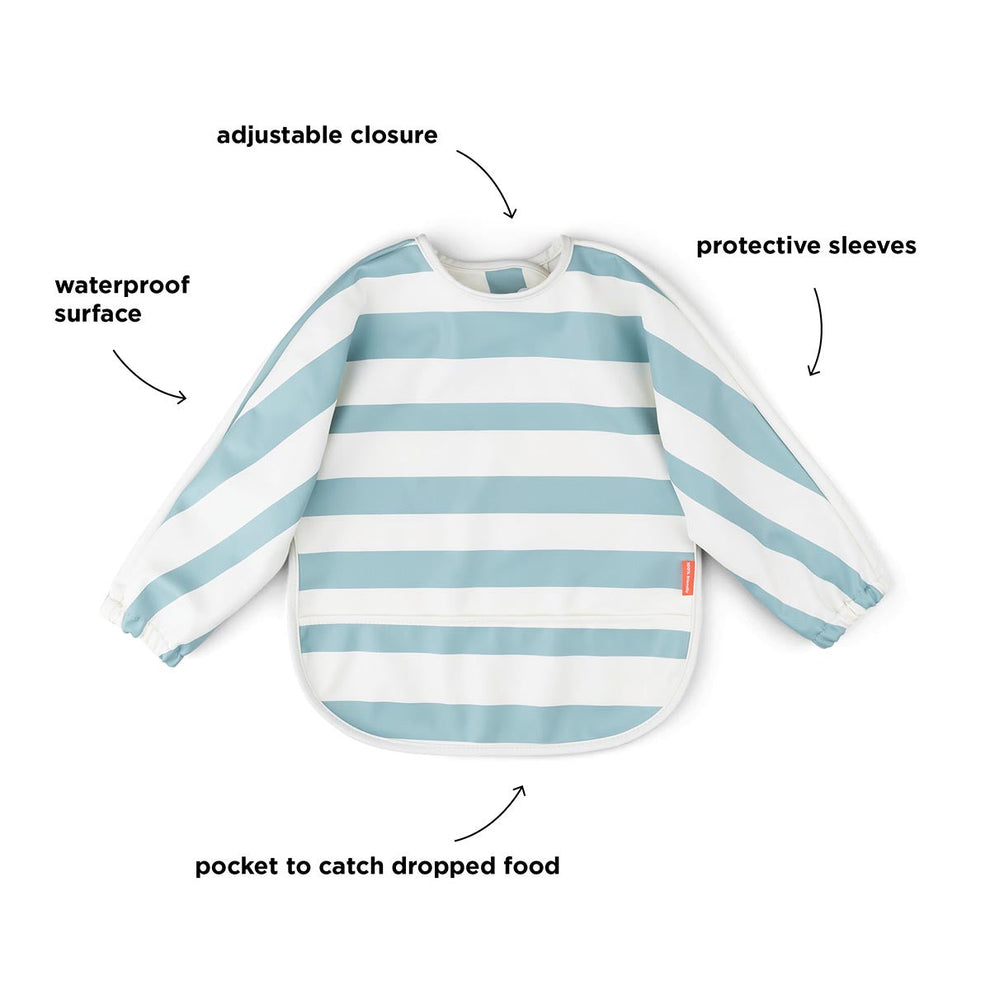 Done By Deer Sleeved Pocket Bib Striped - Sand