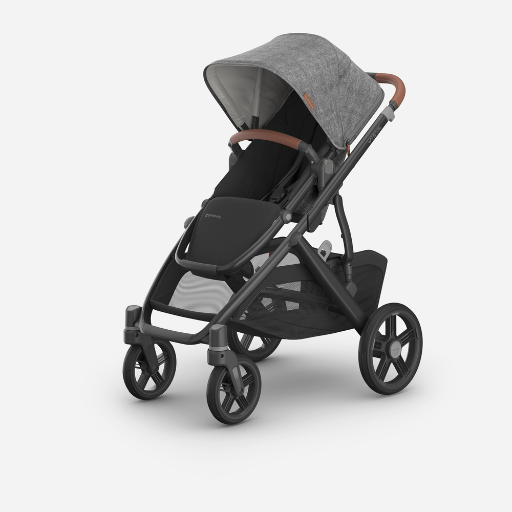 UPPAbaby Vista V3 Pram With Bassinet - Greyson + FREE Upper Adaptors + FREE Cup Holder + FREE Parent Pack (Charcoal Melange / Carbon)