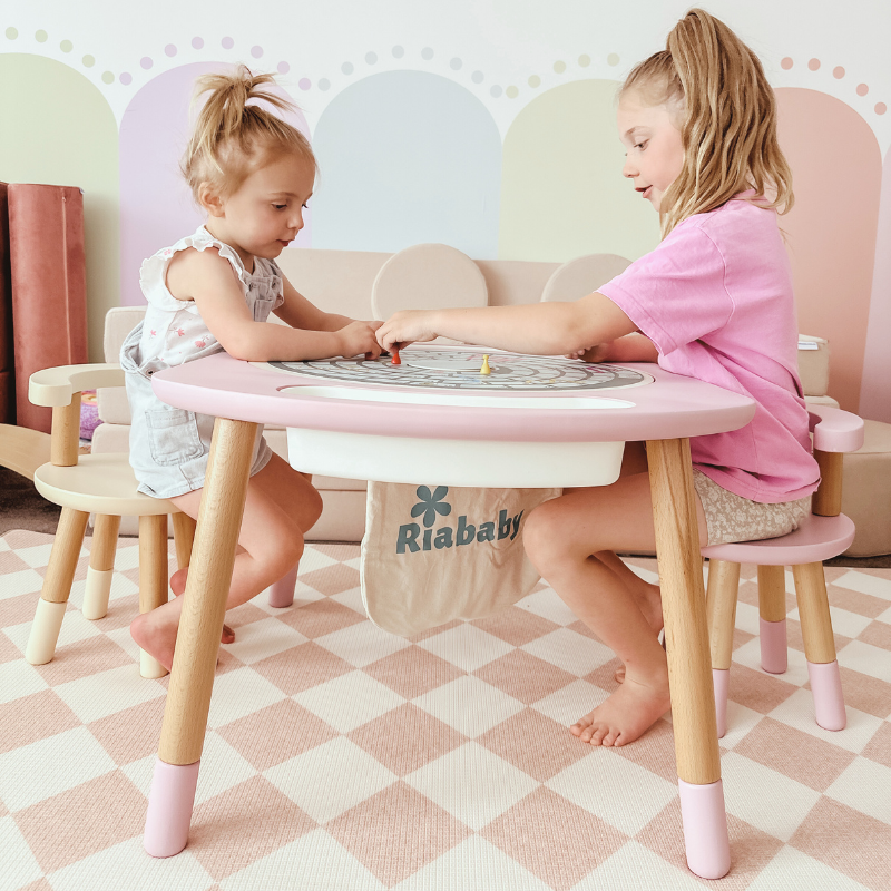 RiaBaby Play&Learn Activity Table Set with Adjustable Legs - Lego duplo compatible