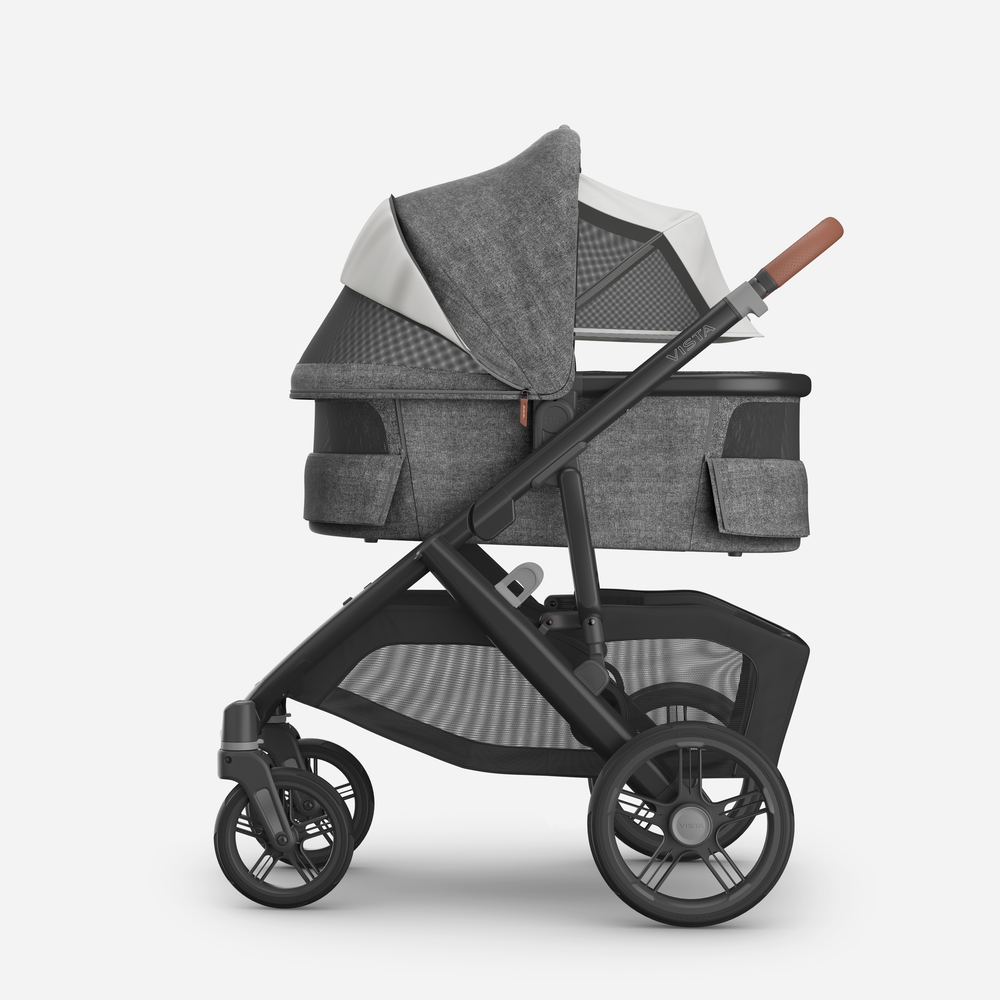 UPPAbaby Vista V3 Pram With Bassinet - Greyson + FREE Upper Adaptors + FREE Cup Holder + FREE Parent Pack (Charcoal Melange / Carbon)