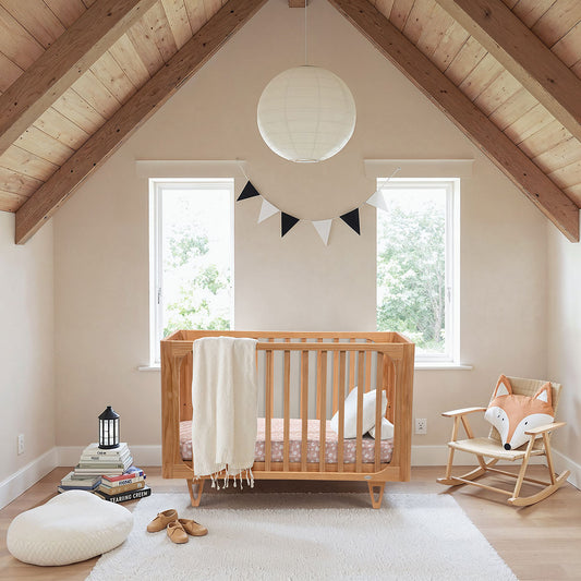COCOON Vibe Sandstone Cot Including Australian Made Inner Spring Mattress & Toddler Bed Rail