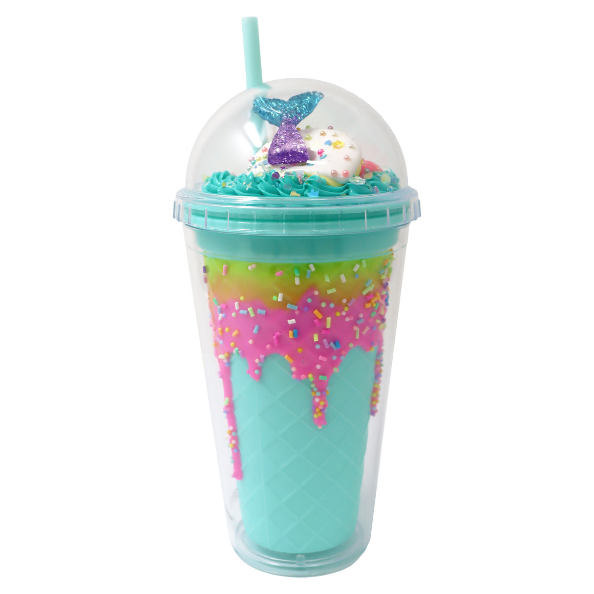 Pink Poppy Mermaid Drinking Cup - Blue