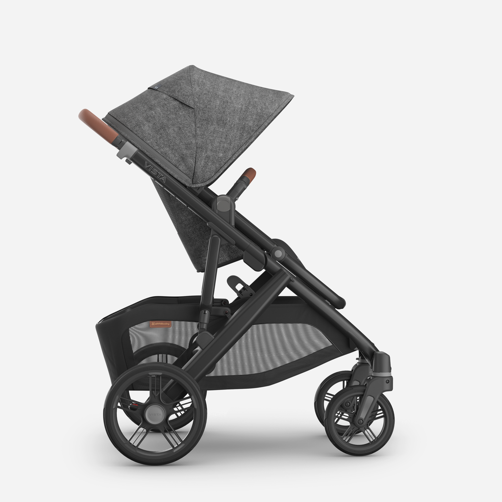 UPPAbaby Vista V3 Pram With Bassinet - Greyson + FREE Upper Adaptors + FREE Cup Holder + FREE Parent Pack (Charcoal Melange / Carbon)