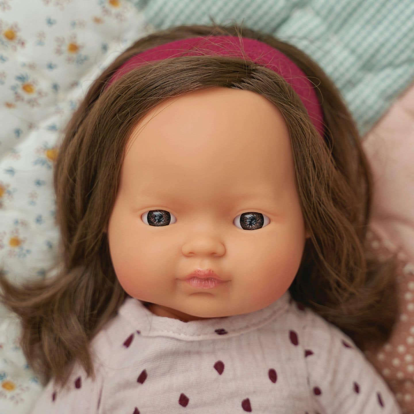 Miniland - Baby Doll - Caucasian Brunette Girl 38cm - Anatomically correct