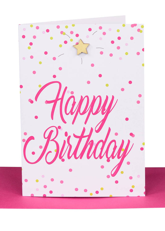 Wholesale Happy Birthday Greeting Card - Pink Confetti