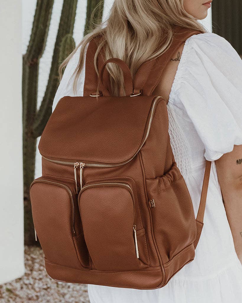 OiOi Signature Nappy Backpack - Terracotta Genuine Leather