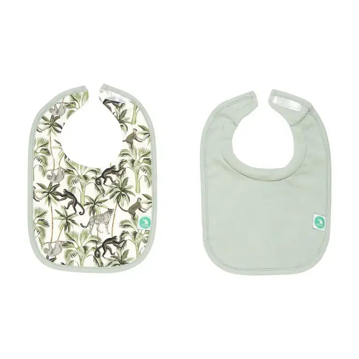 Roll Neck Bib 2pk - Monkey
