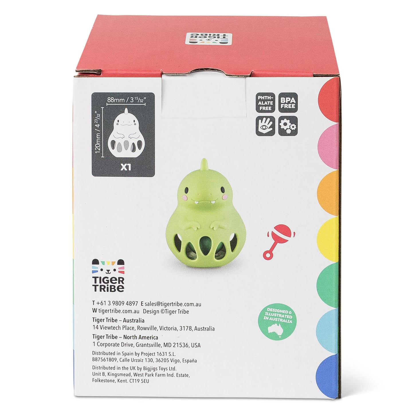 Tiger Tribe - Silicone Rattle - Dino
