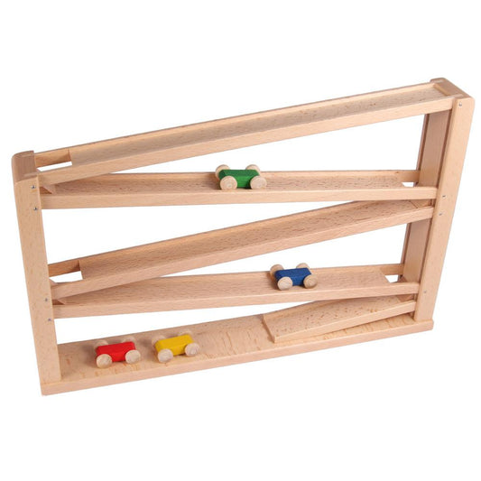 Beck Wooden Raceway Track With 4 Toy Cars