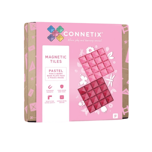 Connetix Tiles 2 Piece Base Plate Pink & Berry Pack | Serenity Kids