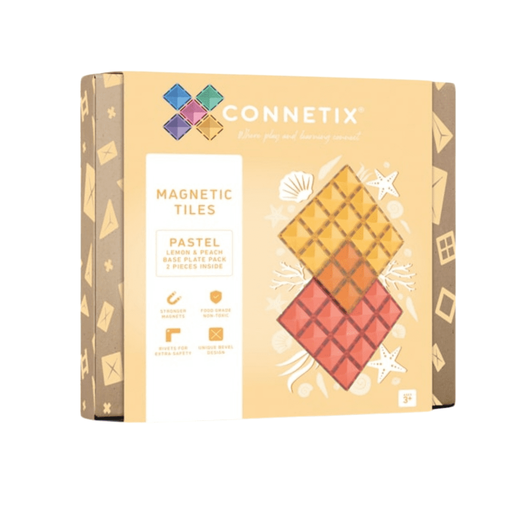 Connetix Tiles 2 Piece Base Plate Lemon & Peach Pack