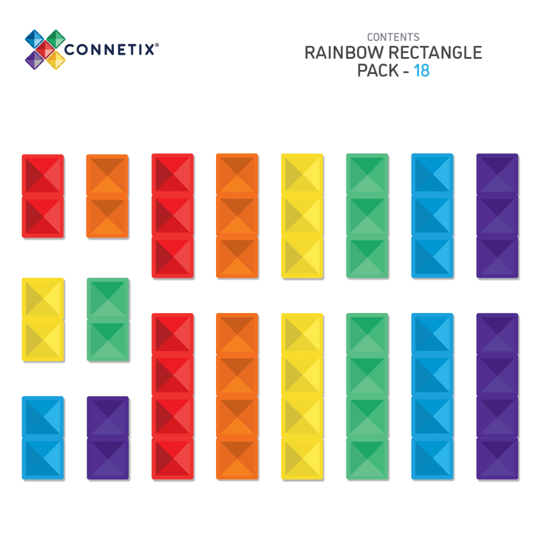 Connetix Tiles Rainbow Rectangle Pack 18 Piece