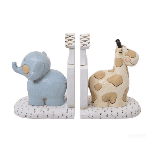 Vintage Look Noah's Ark Giraffe and Elephant Bookends