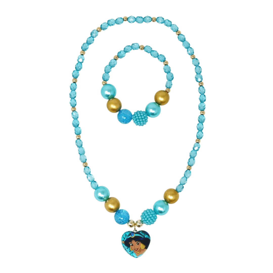 Disney Princess Jasmine Pendant Necklace & Bracelet Set