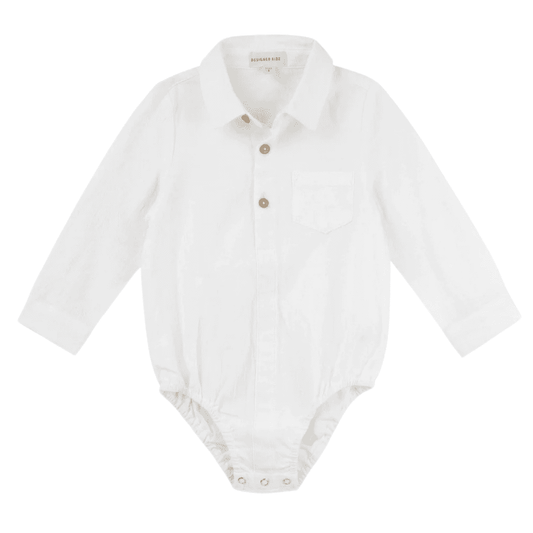 Baby Boy Archie Long Sleeve Button Romper - Ivory
