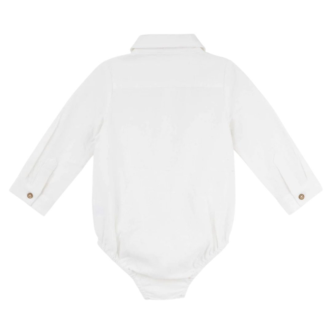 Baby Boy Archie Long Sleeve Button Romper - Ivory