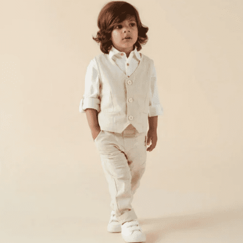 Archie Boys Long Sleeve Button Shirt - Ivory