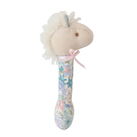 Alimrose Horse Stick Rattle Lilly Blue