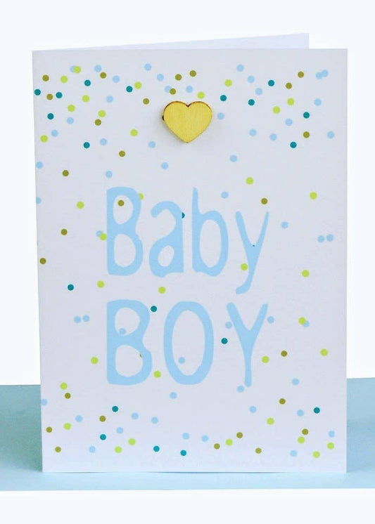 Baby Boy Greeting Card - Heart & Confetti