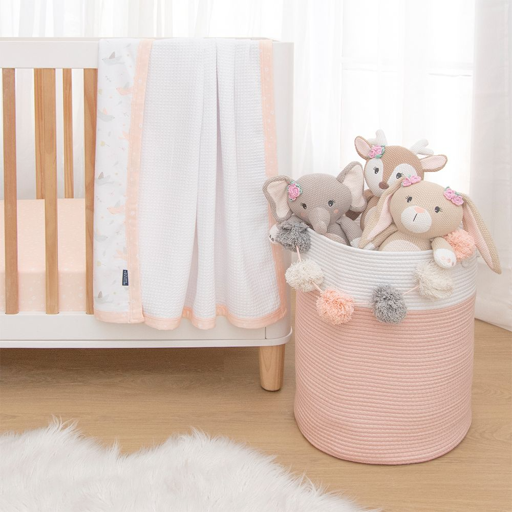 Large Cotton Rope Hamper - Blush/White