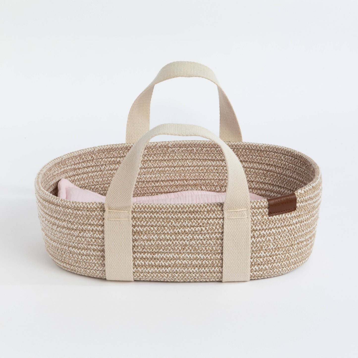 100% Cotton Rope Doll Moses Basket - Blush