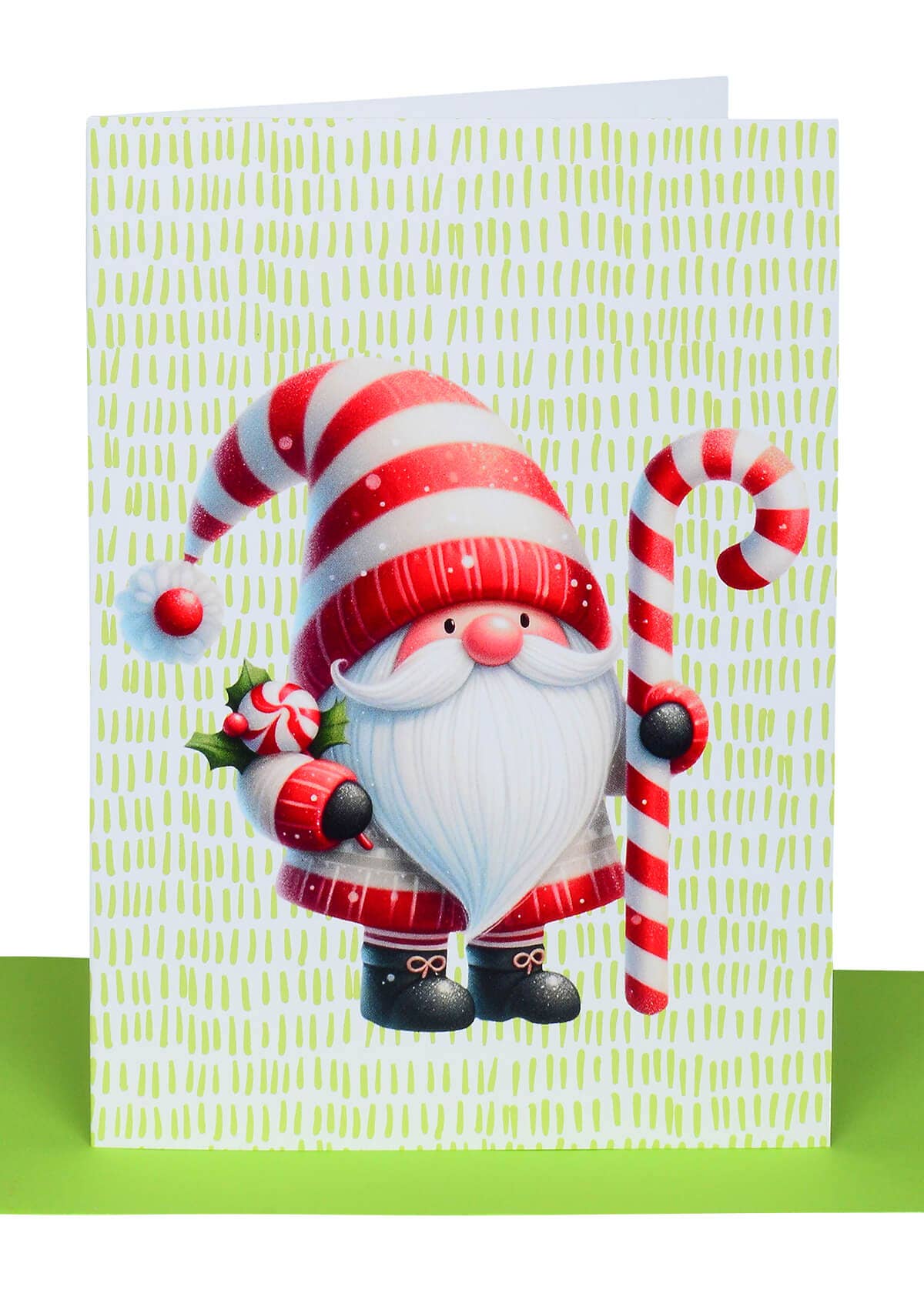 Jolly Santa Claus Candy Cane Christmas Card