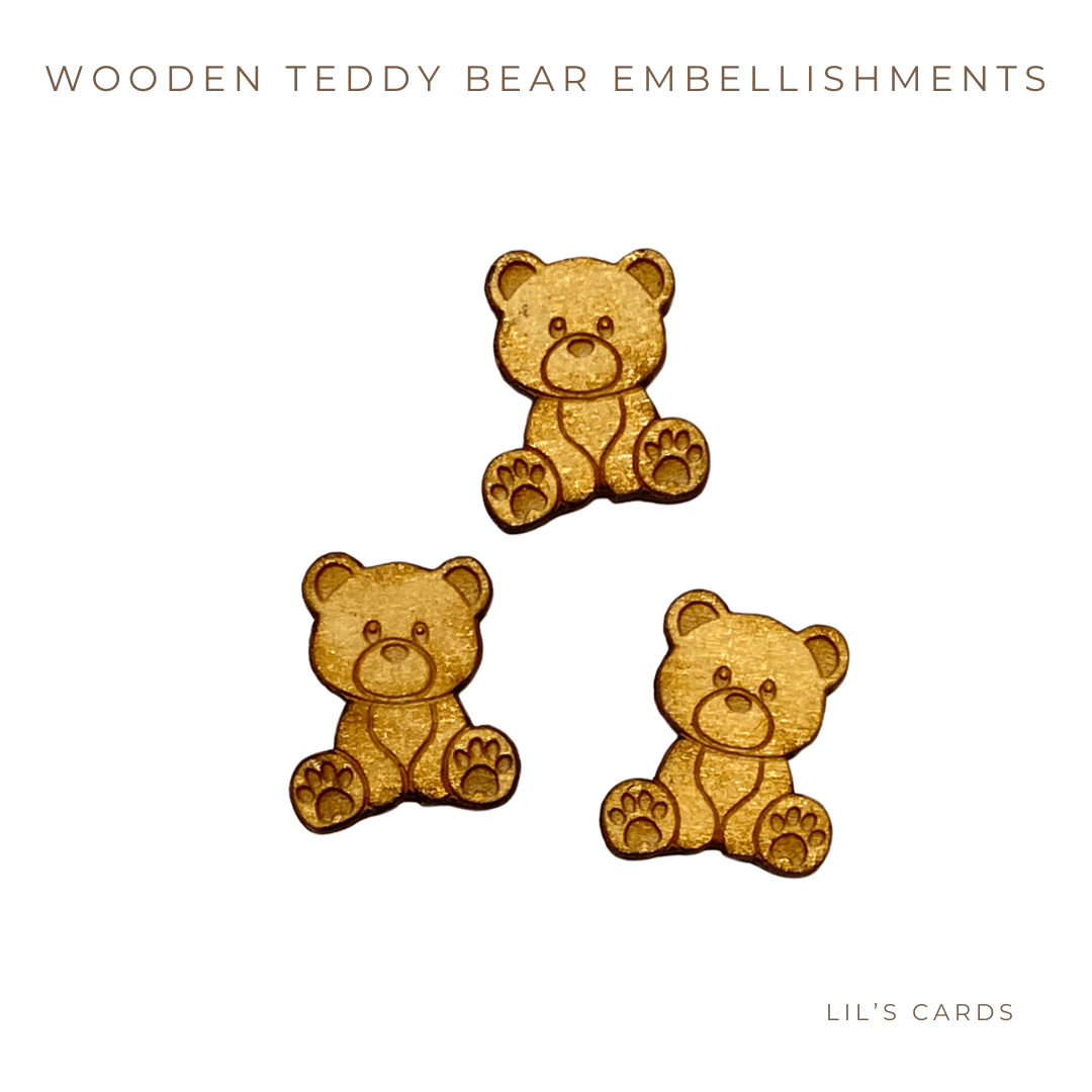 Girls Birthday Card Ages 1-6 with Wooden Teddy Bear embellishment