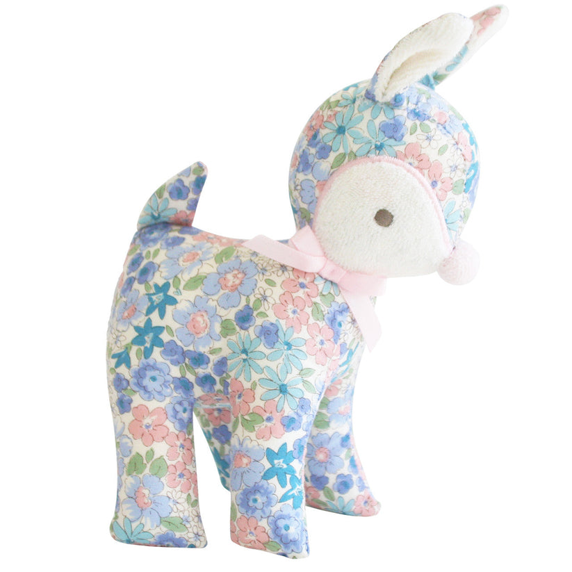 Alimrose Baby Deer Rattle - 16cm Liberty Blue