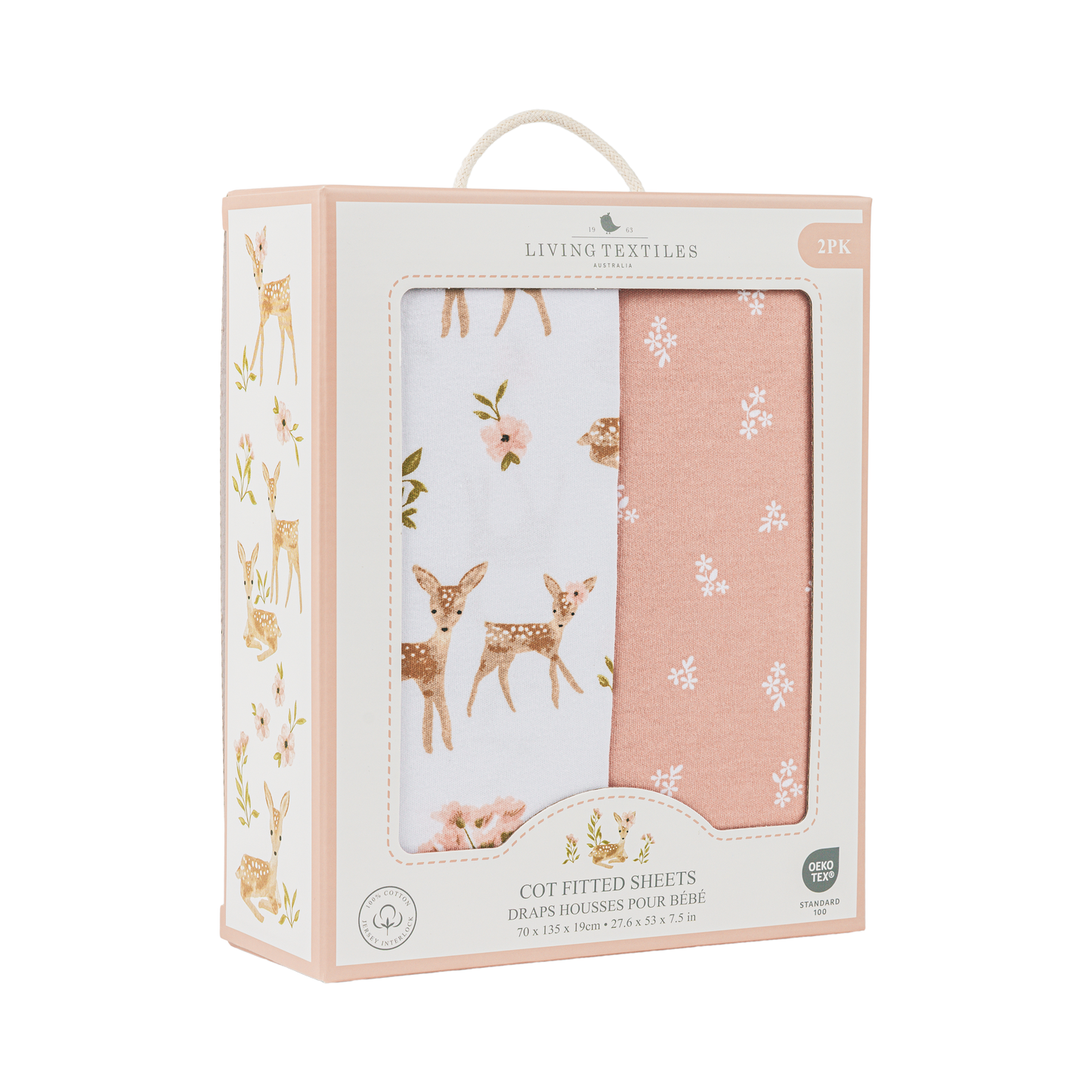 Jersey Cot Fitted Sheet 2 Pack - Sophia's Garden