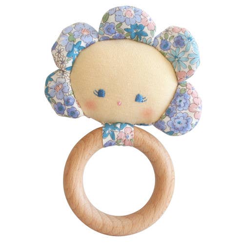Alimrose Flower Baby Teether Rattle Lilly Blue