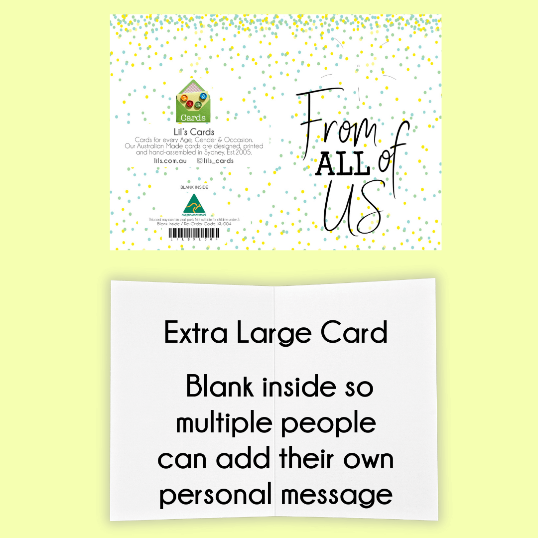 Large Leaving Card 'From All of US' - Confetti