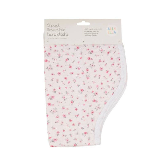 Burp Cloths 2pk - Pink Petals