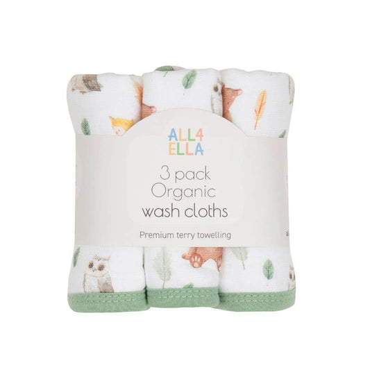Wash Cloths 3pk - Forest Friends